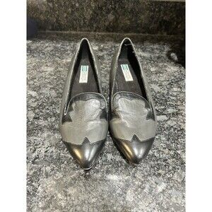 Vintage Arnold Churgin Gray Black Western Flats Leather Hand Made Size 39 Goth